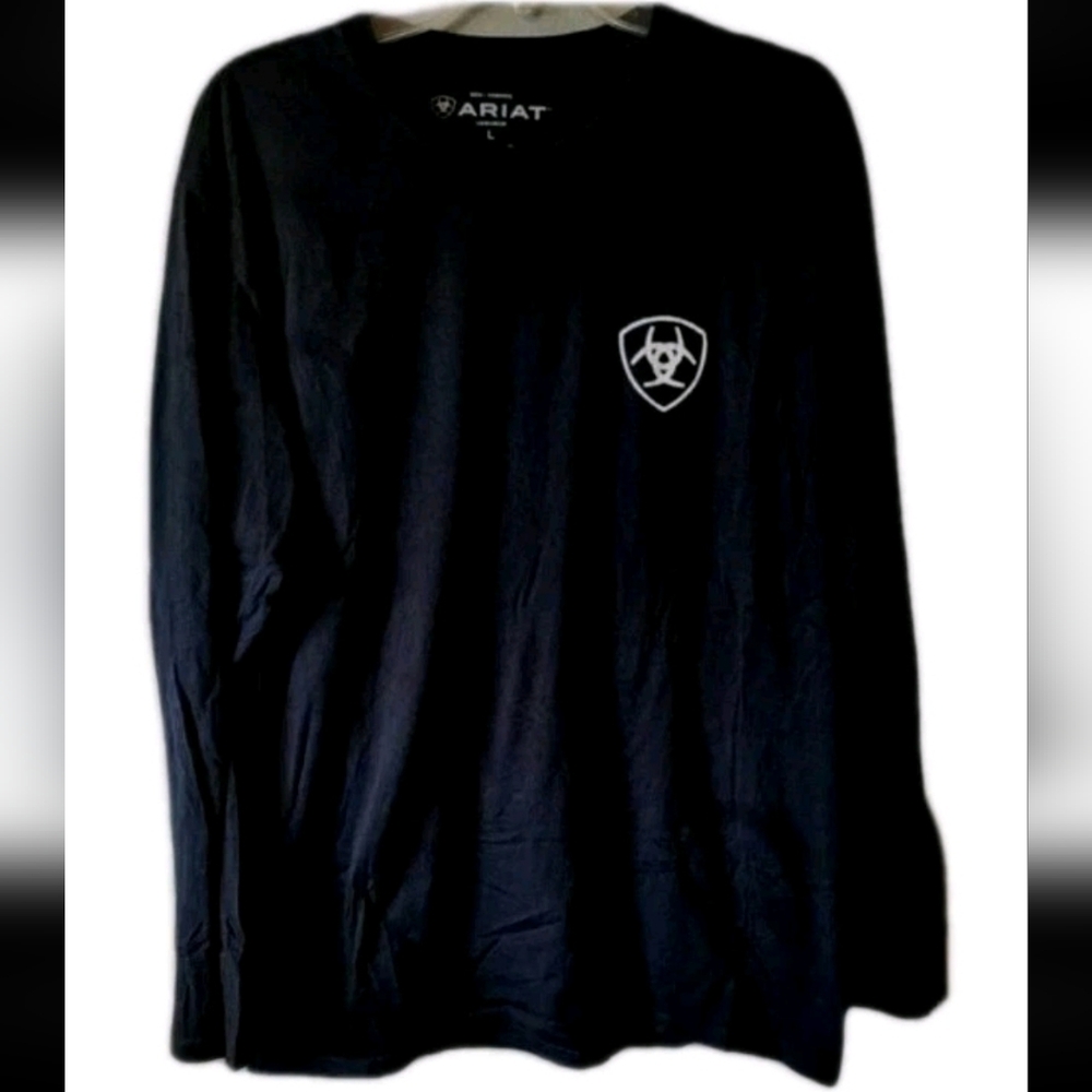 Ariat Shirt Mens Large Black Long Sleeve Western Core Rodeo Cowboy Work